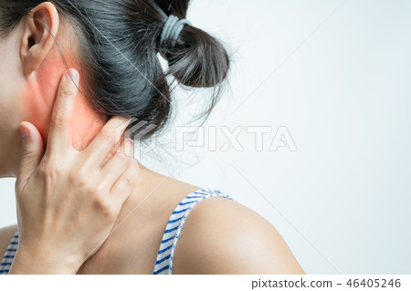 woman neck and shoulder pain injury, healthcare 46405246