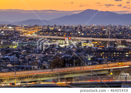 Aichi Prefecture Kasugai City urban scenery Evening scenery Aichi Prefecture Kasugai City urban scenery Evening scenery 46405459