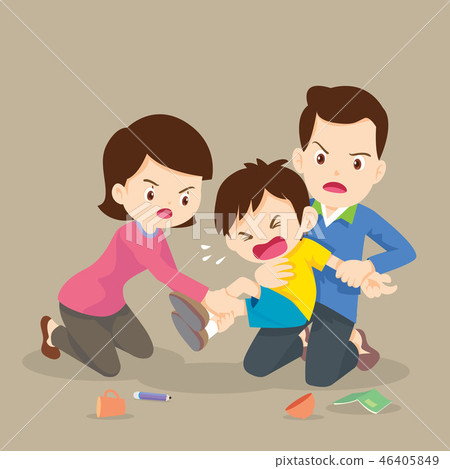 Father and Mother handle angry boy 46405849