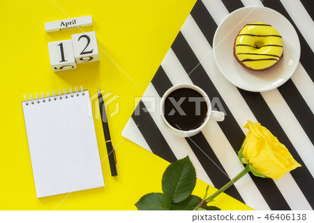 Wooden cubes calendar April 12th.  46406138