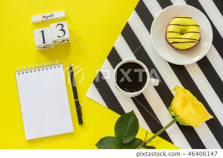 Wooden cubes calendar April 13th.  46406147