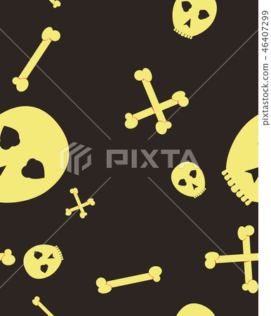 Halloween festive pattern. Endless background with pumpkins, skulls, bats, spiders, ghosts, bones 46407299