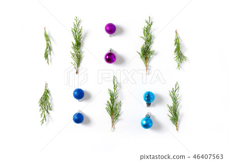 Christmas background. Blue and lilac balls, Christmas background. Blue and lilac balls, 46407563