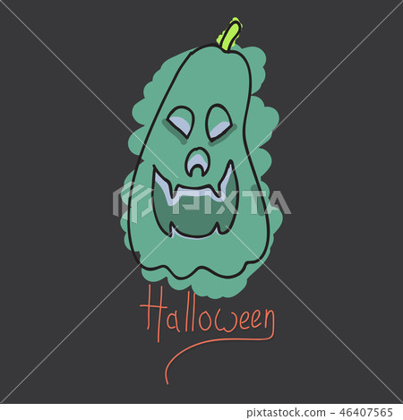 Halloween pumpkin with face on dark background. Vector cartoon Illustration. Halloween pumpkin with face on dark background. Vector cartoon Illustration. 46407565