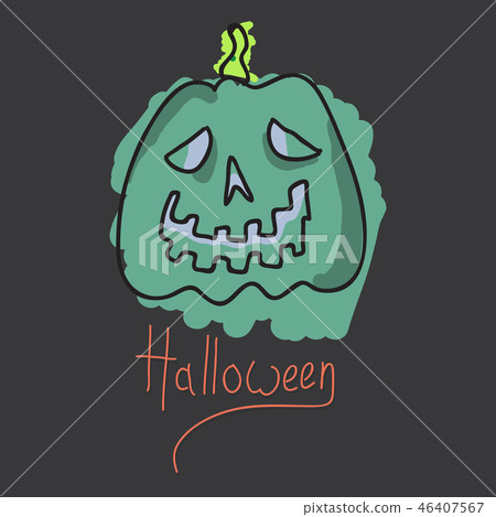 Halloween pumpkin with face on dark background. Vector cartoon Illustration. Halloween pumpkin with face on dark background. Vector cartoon Illustration. 46407567
