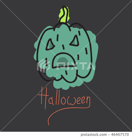Halloween pumpkin with face on dark background. Vector cartoon Illustration. Halloween pumpkin with face on dark background. Vector cartoon Illustration. 46407570