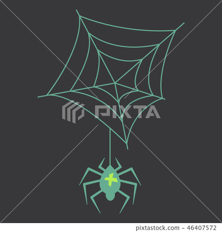 spider and torn web. Scary spiderweb of halloween symbol. Isolated vector illustration spider and torn web. Scary spiderweb of halloween symbol. Isolated vector illustration 46407572