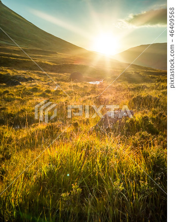 Sunset at the Fairy Pools in autumn, Glen Brittle, Skye, Scotland 46409568