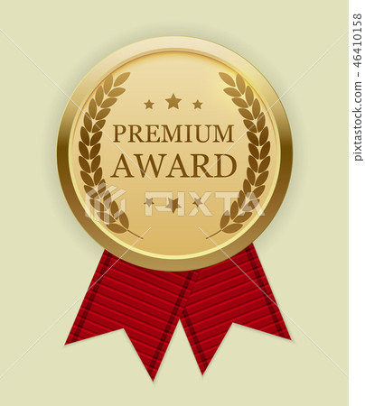 Premium Award Gold Medal with Red Ribbon.  46410158