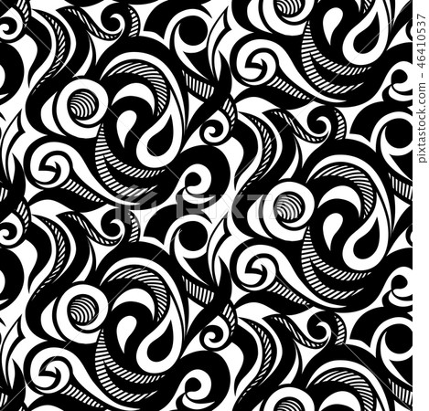 Vector seamless floral monochrome abstract pattern 46410537