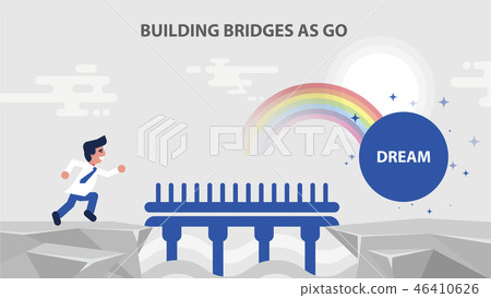 businessman run bridge over cliff businessman run bridge over cliff 46410626