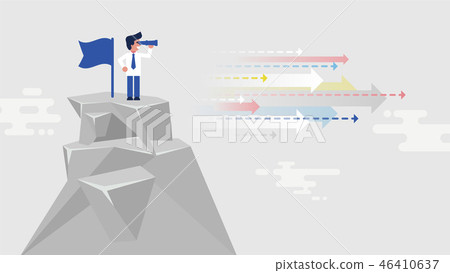 businessman standing on top of mountain 46410637