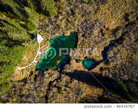 Magical landscape seen from aerial drone, Slovenia 46410767