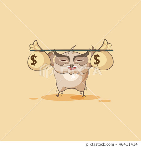 owl raises barbell with bags of money owl raises barbell with bags of money 46411414
