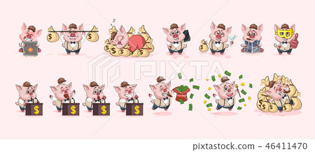 Set pig stickers emoticons for site infographic 46411470