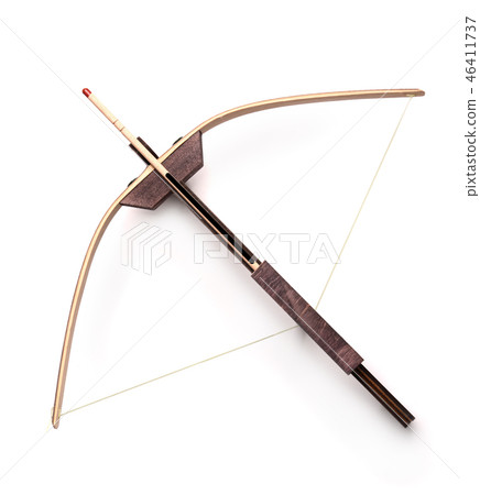 Top view of toy wooden crossbow Top view of toy wooden crossbow 46411737