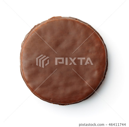 Top view of round chocolate cookie Top view of round chocolate cookie 46411744