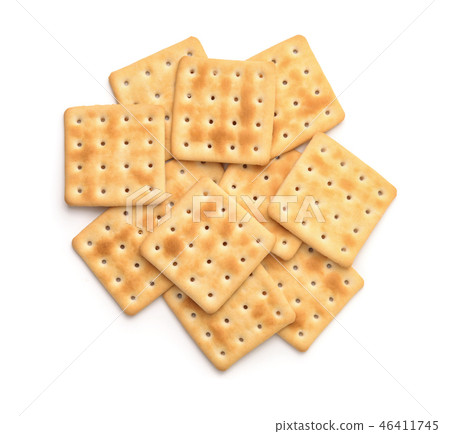 Top view of soda crackers Top view of soda crackers 46411745