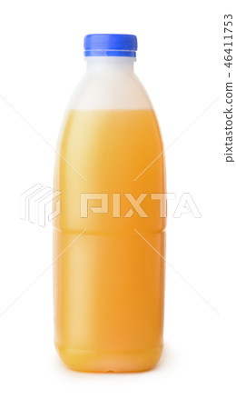 Front view of plastic orange juice bottle 46411753