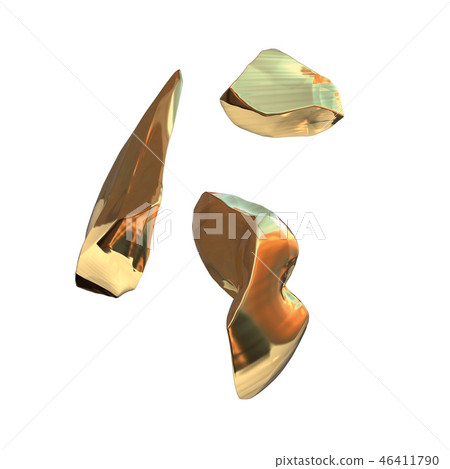 Set of golden nuggets isolated on white background. Different bars closeup wealth rich mining Set of golden nuggets isolated on white background. Different bars closeup wealth rich mining 46411790