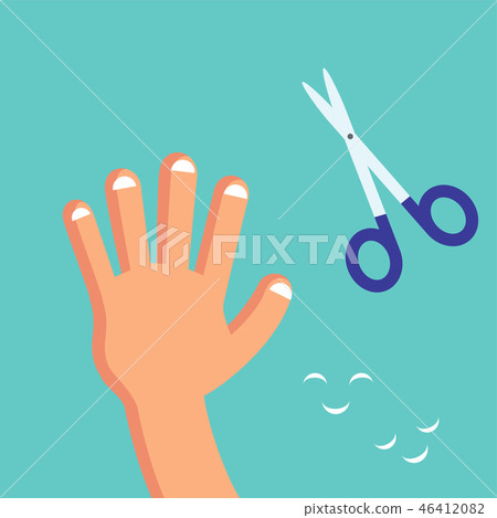 Smiling Cute Cutting nails to a child, Habituate kid card or poster. 46412082