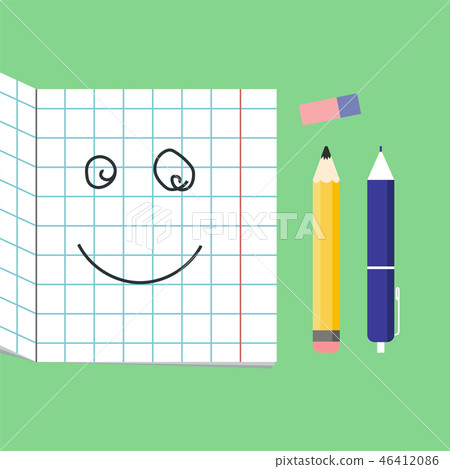 Smiling Cute School supplies used in math class, geometry or science for homework, Habituate kid Smiling Cute School supplies used in math class, geometry or science for homework, Habituate kid 46412086