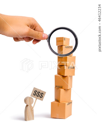 tower of cardboard boxes and a figure of a man tower of cardboard boxes and a figure of a man 46412234
