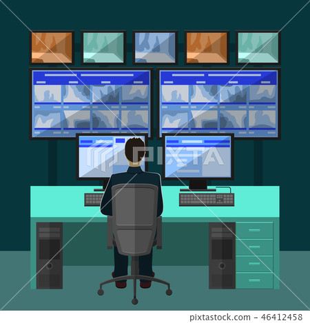 Security room in which working professionals 46412458