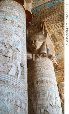 Interior of Dendera temple or Temple of Hathor.  46412487