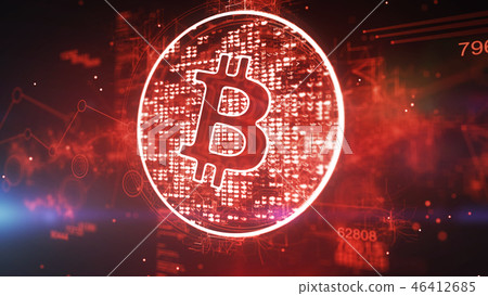 Hi-tech Bitcoin in Red Background-插圖素材 [46412685] - PIXTA圖庫
