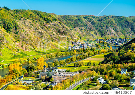 Aerial view of Cochem and the Moselle in Germany Aerial view of Cochem and the Moselle in Germany 46413807