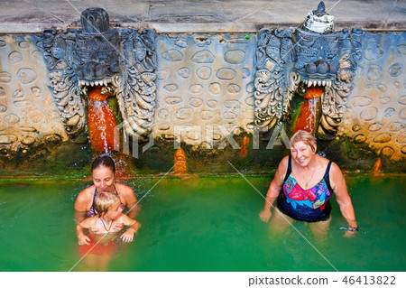 People in hot spring Air Panas Banjar on Bali People in hot spring Air Panas Banjar on Bali 46413822