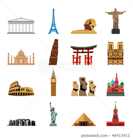 World landmarks flat icons  46413911