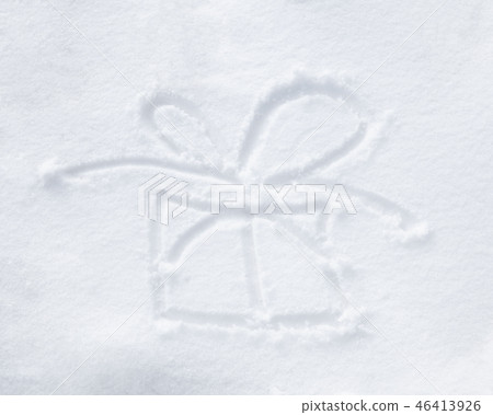 Picture of gift box on snow 46413926