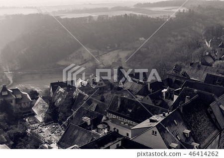 Aerial view of Rothenburg ob der Tauber historic town downtown Aerial view of Rothenburg ob der Tauber historic town downtown 46414262