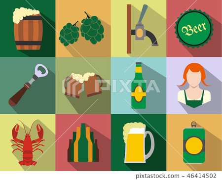 Beer flat icons set - Stock Illustration [46414502] - PIXTA