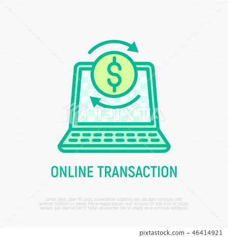 Online transaction thin line icon - Stock Illustration [46414921] - PIXTA