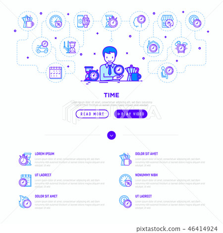 Time manager with thin line icons Time manager with thin line icons 46414924