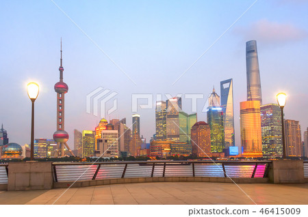 Modern illuminated Shanghai skyline 46415009