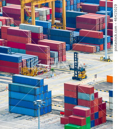 Freight containers in commercial port Freight containers in commercial port 46415029
