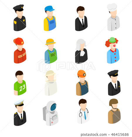 Isometric men of 16 different professions 46415686