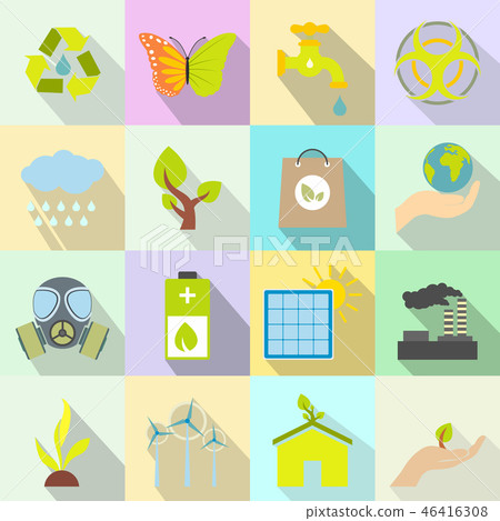 Universal ecology flat icons set  46416308
