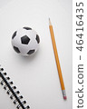 Soccer ball, pencil, notes 46416435