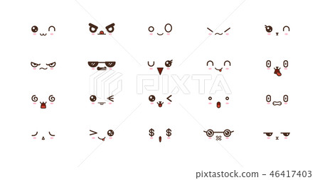 Kawaii smile emoticons. Japanese emoji Kawaii smile emoticons. Japanese emoji 46417403