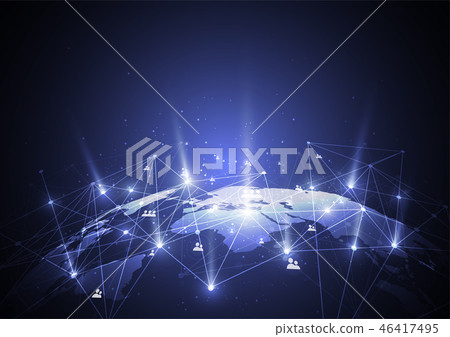 Global network connection. World map point Global network connection. World map point 46417495