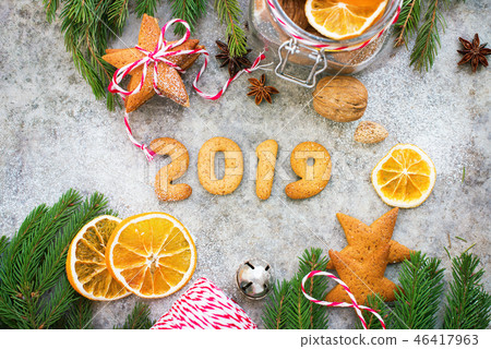 Baked gingerbread cookies homemade dried oranges 46417963