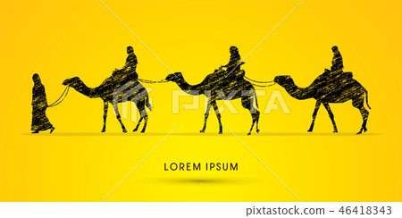 Cameleer with camels graphic vector Cameleer with camels graphic vector 46418343