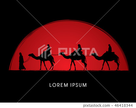 Cameleer with camels graphic vector Cameleer with camels graphic vector 46418344