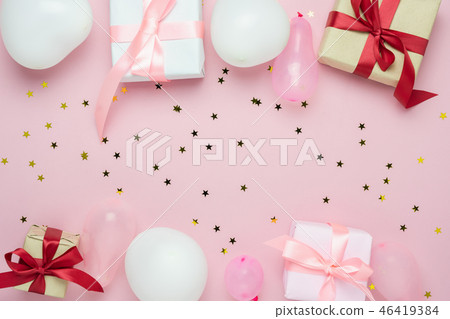 top view of birthday decorations & Happy new year 46419384