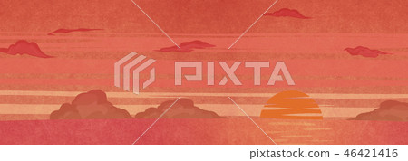 日本紙紋理日落天藍色 46421416
